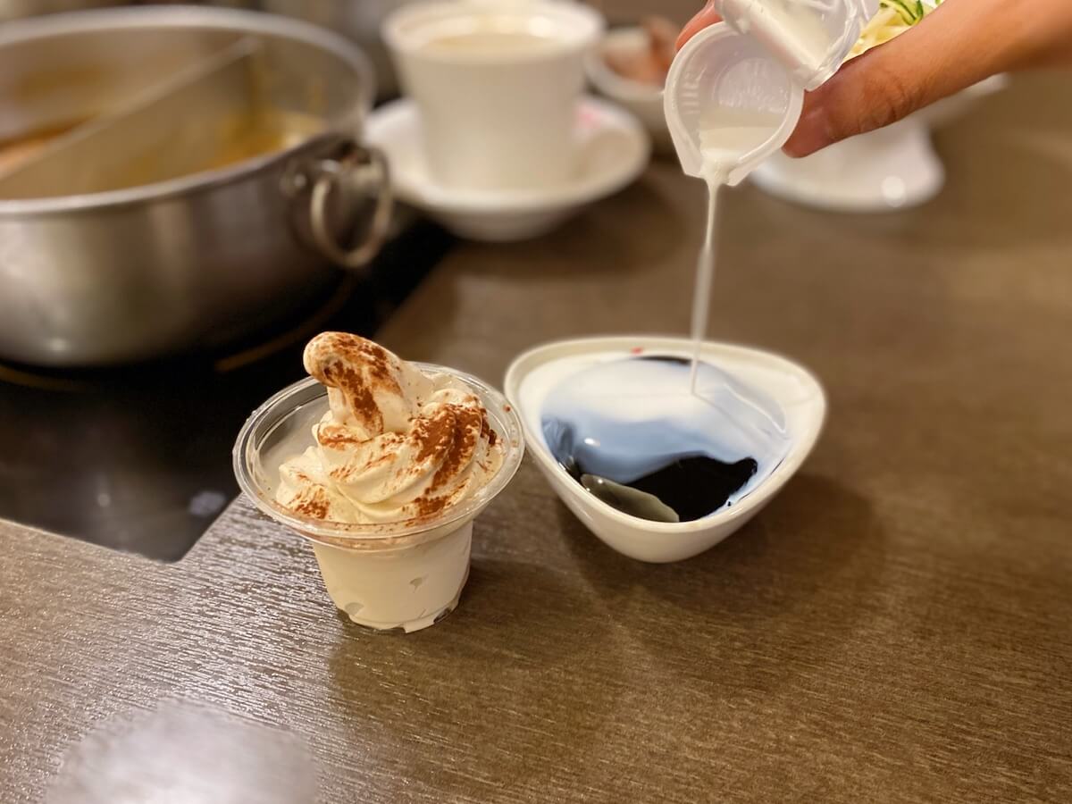 dessert cream on jelly