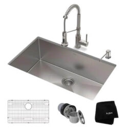 Selling Kraus kitchen sink faucets, 60 degree herringbone wood floor pieces all unused